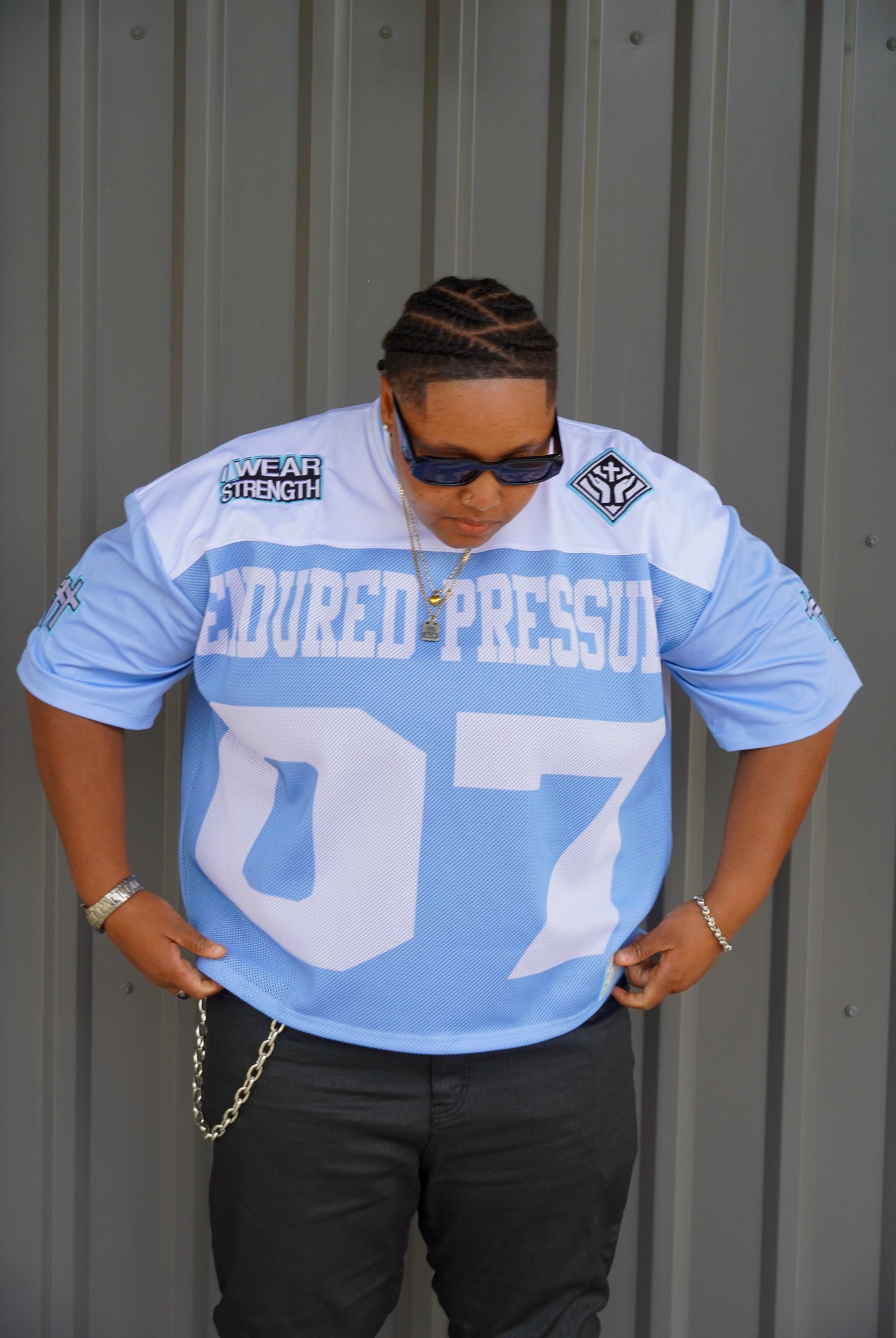 Blue 'I WEAR STRENGTH' Jersey